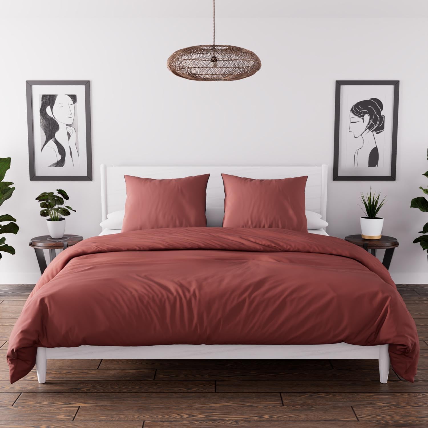 Detalle de Intemporel Parure housse de couette en microfibre lavée Boheme Vieux Rose 240x220 cm (Soleil d’Ocre)
