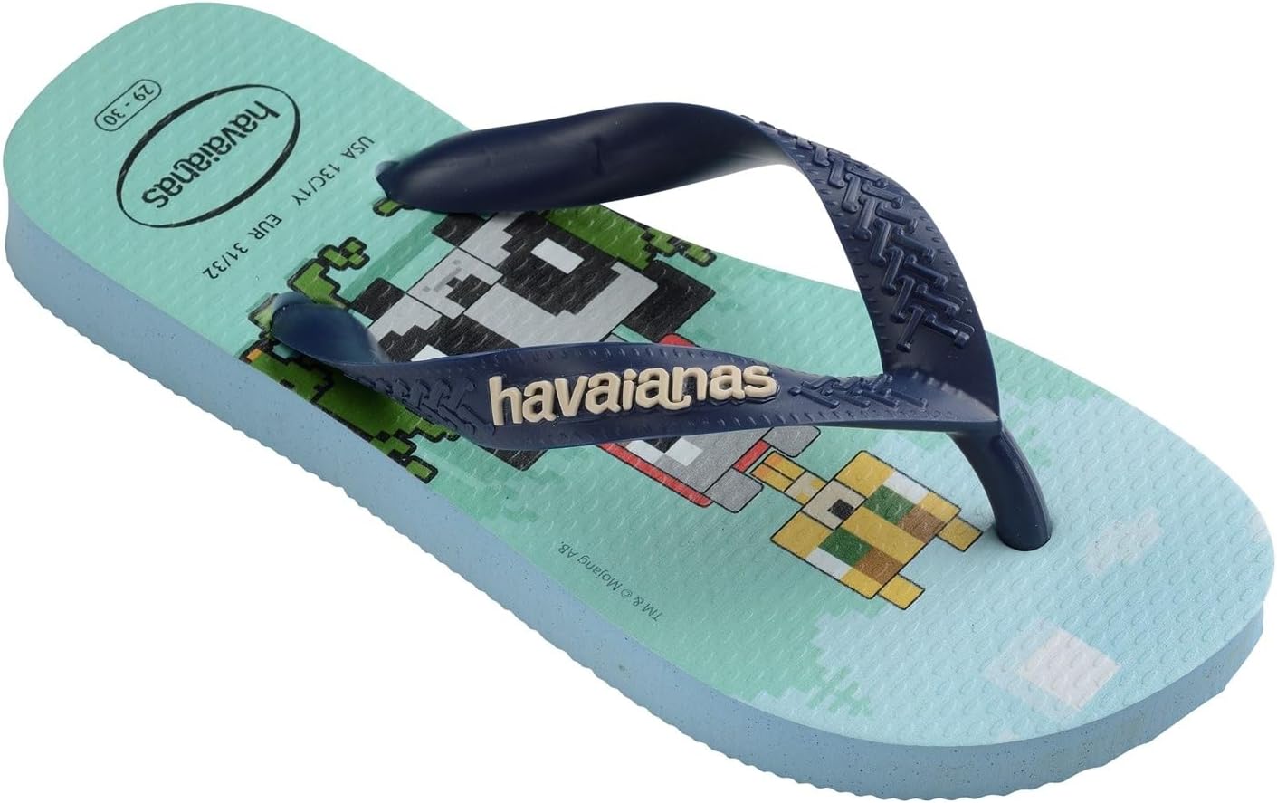 Detalle de Havaianas Minecraft (Mini Me) – Tongs enfant en bleu lavande, antidérapantes
