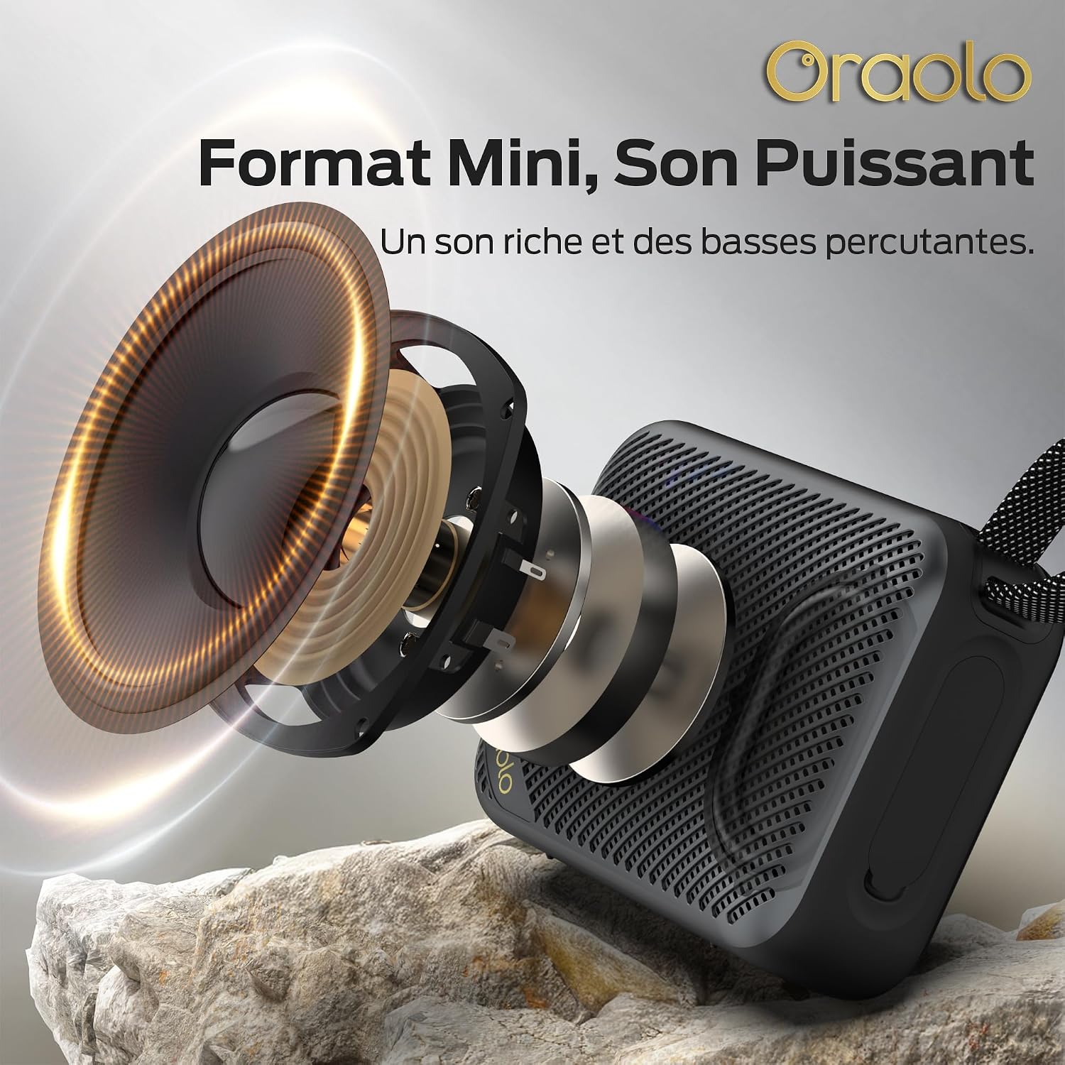 Detalle de Oraolo Enceinte Bluetooth Portable: son puissant, étanche et prête pour l’extérieur