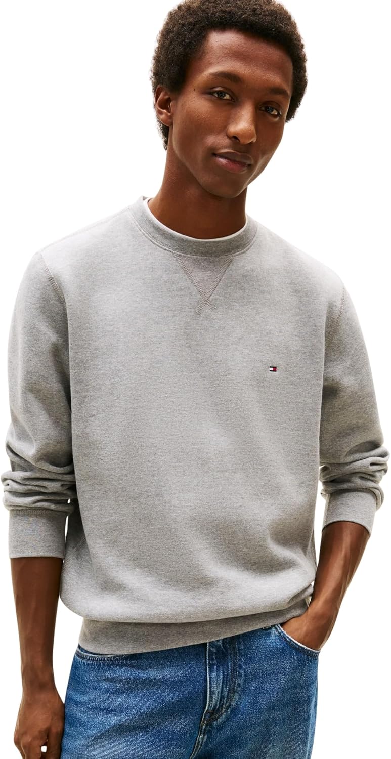Detalle de Tommy Hilfiger Sweat homme Essential Fleece col rond à manches en molleton Regular Fit