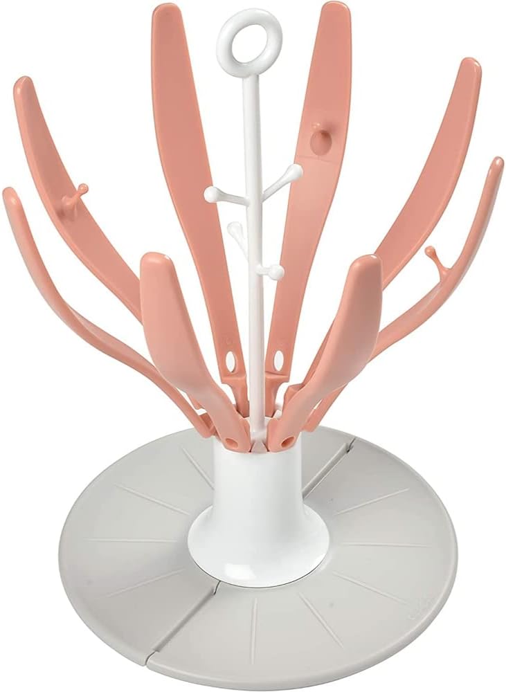 Detalle de Béaba Arbre Flower — égoutte-biberons pliable, compact, pour 8 biberons et accessoires (rose)