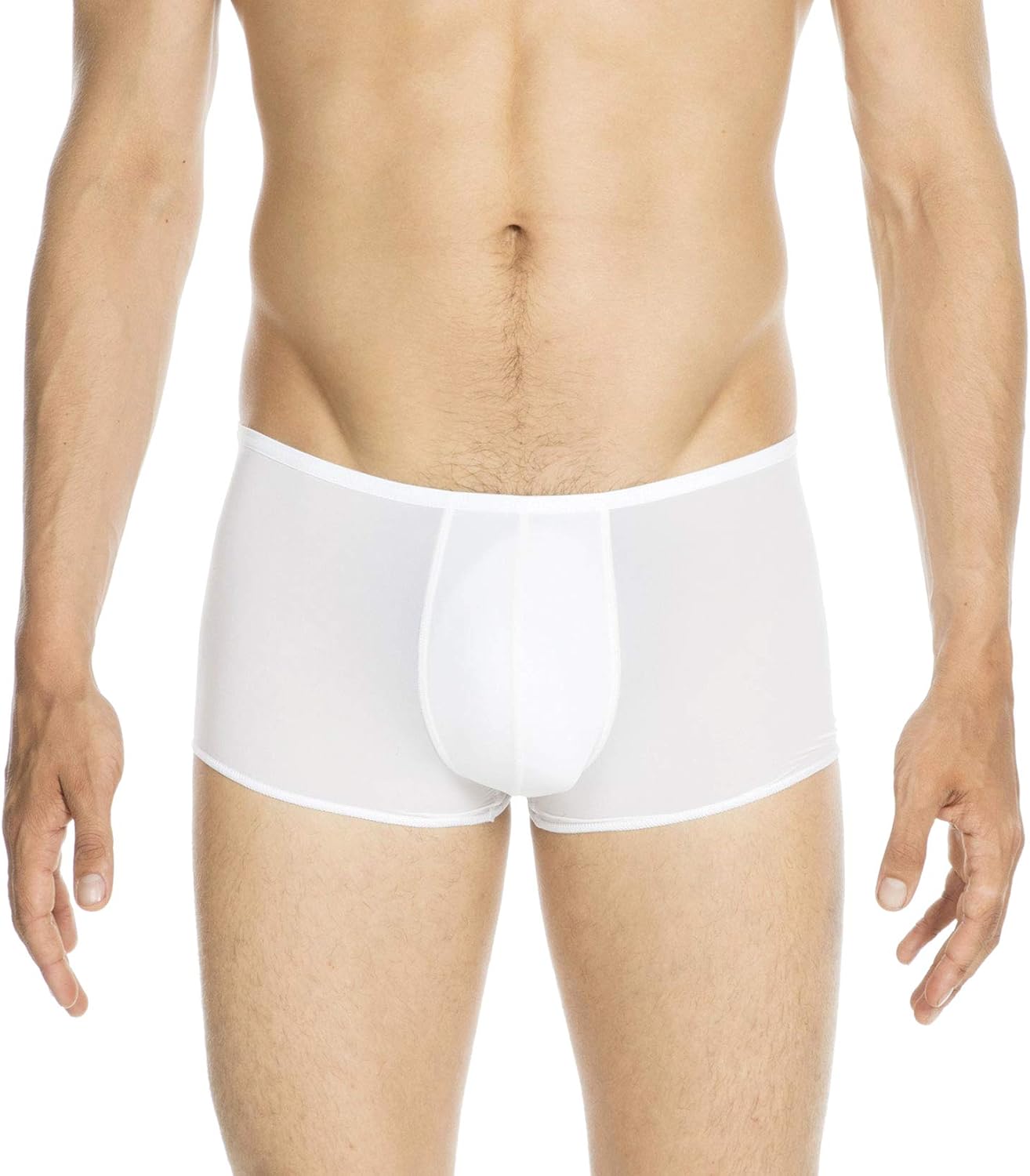 Detalle de Hom Shorty Plumes (Blanc) – Maillot de bain homme en microfibre légère et invisible