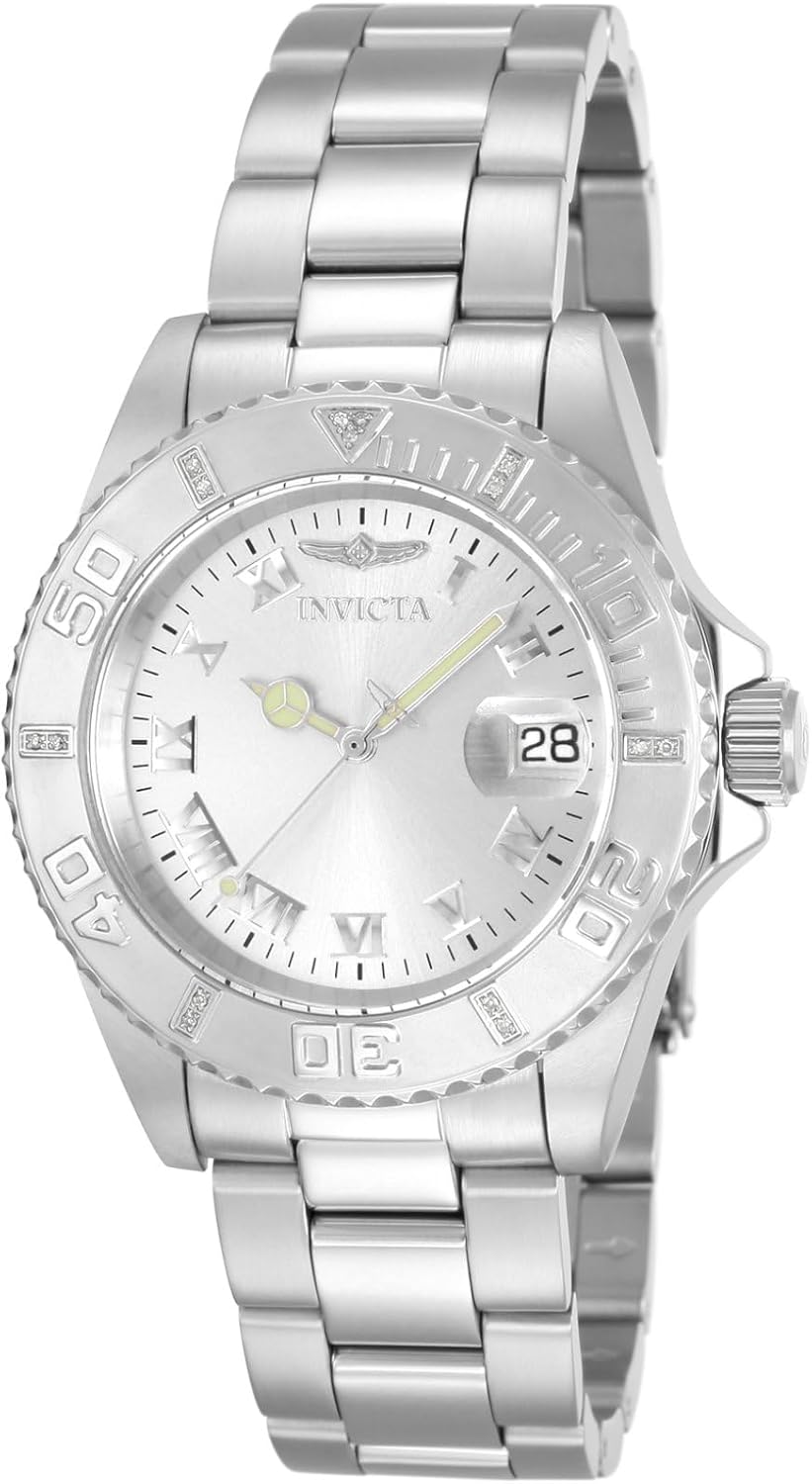 Detalle de Invicta Pro Diver Femme – Montre quartz en acier inoxydable, 40 mm, mouvement précis