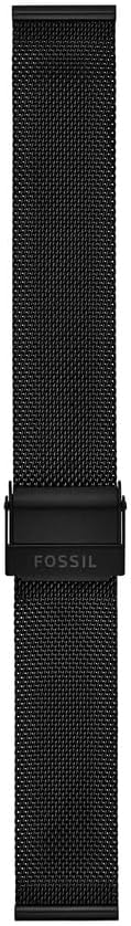 Detalle de Fossil Femmes Bracelet de Montre en Cuir et Acier Inoxydable – Maille Noire 18 mm, Échangeable