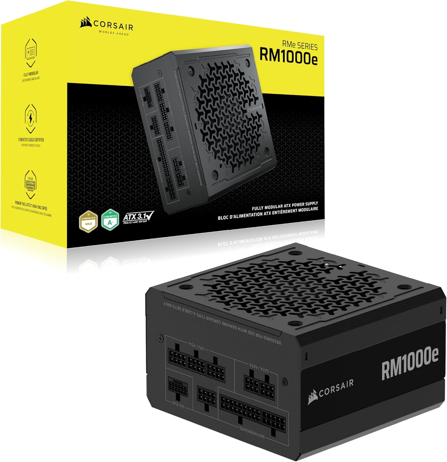 Thumbnail 6 de Corsair RM1000e (2025) — Alimentation ATX 1000W entièrement modulaire silencieuse, compatible ATX 3.1 et PCIe 5.1