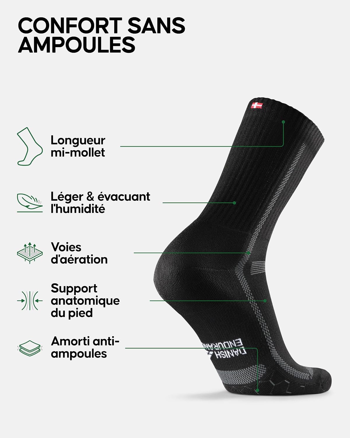 Detalle de DANISH ENDURANCE Chaussettes Hautes Running 3/5