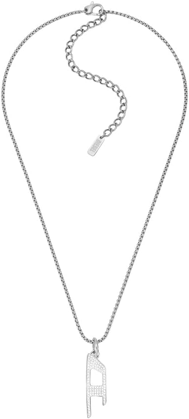 Detalle de Diesel Collier pour homme en acier inoxydable – finitions argentées et fermoir à mousqueton