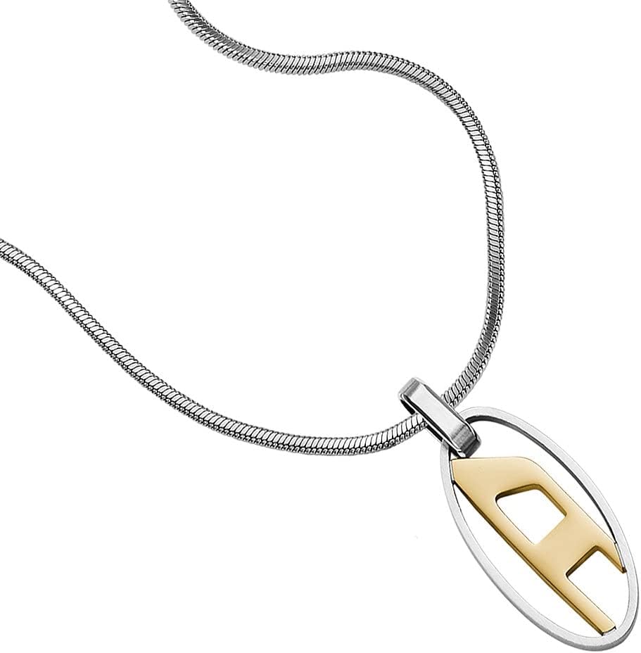 Detalle de Diesel Collier pour homme en acier inoxydable – finitions argentées et fermoir à mousqueton