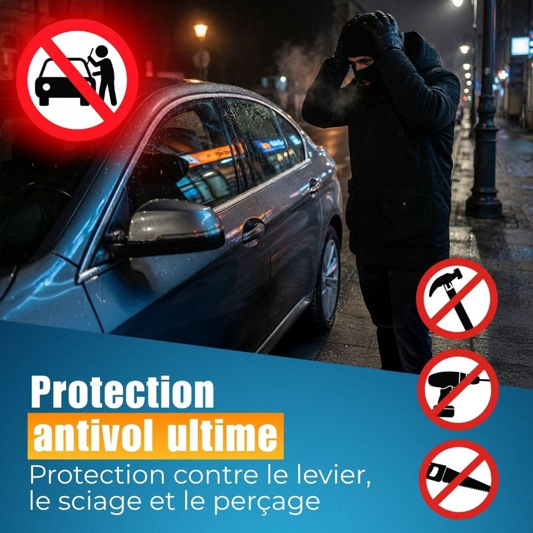 Detalle de ATG Bloque Volant Voiture – Antivol Volant et Canne Antivol pour Auto, SUV, Van, Utilitaire & Camping-Car
