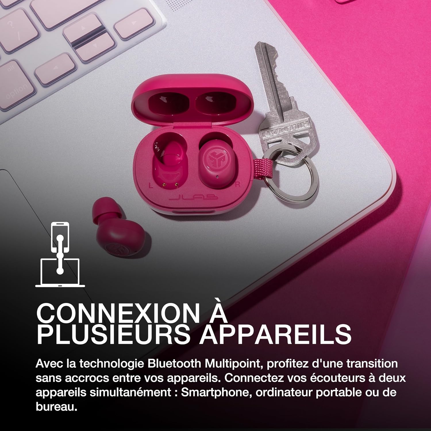 Detalle de JLab JBuds Mini : écouteurs Bluetooth sans fil compacts, micro et boîtier USB, jusqu’à 20+ h d’autonomie (Menthe)