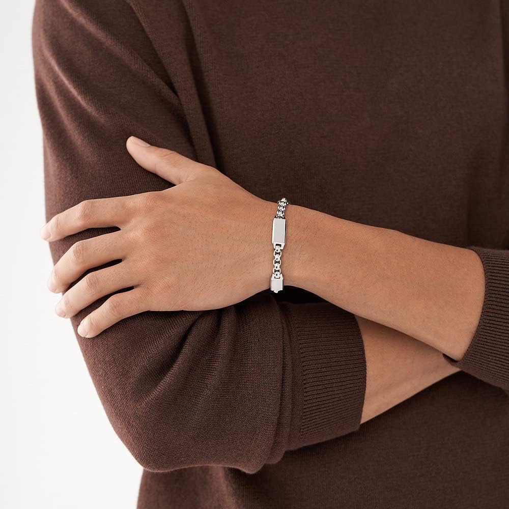 Detalle de Fossil Drew Bracelet pour homme en acier inoxydable — fermoir mousqueton, longueur 225 mm