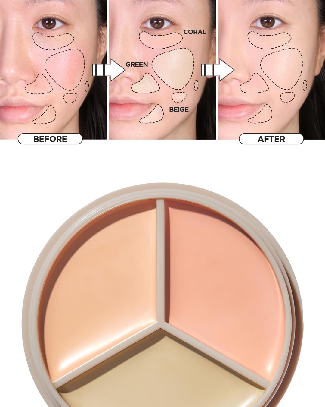Detalle de THESAEM Cover Perfection Triple Pot Concealer 03 Correct Up Beige – Correcteur triplo pour peau claire