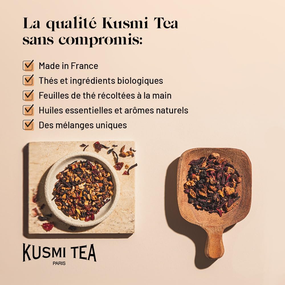 Detalle de Kusmi Tea White Berries Bio – Thé blanc aux fruits des bois en boîte métal (90 g)