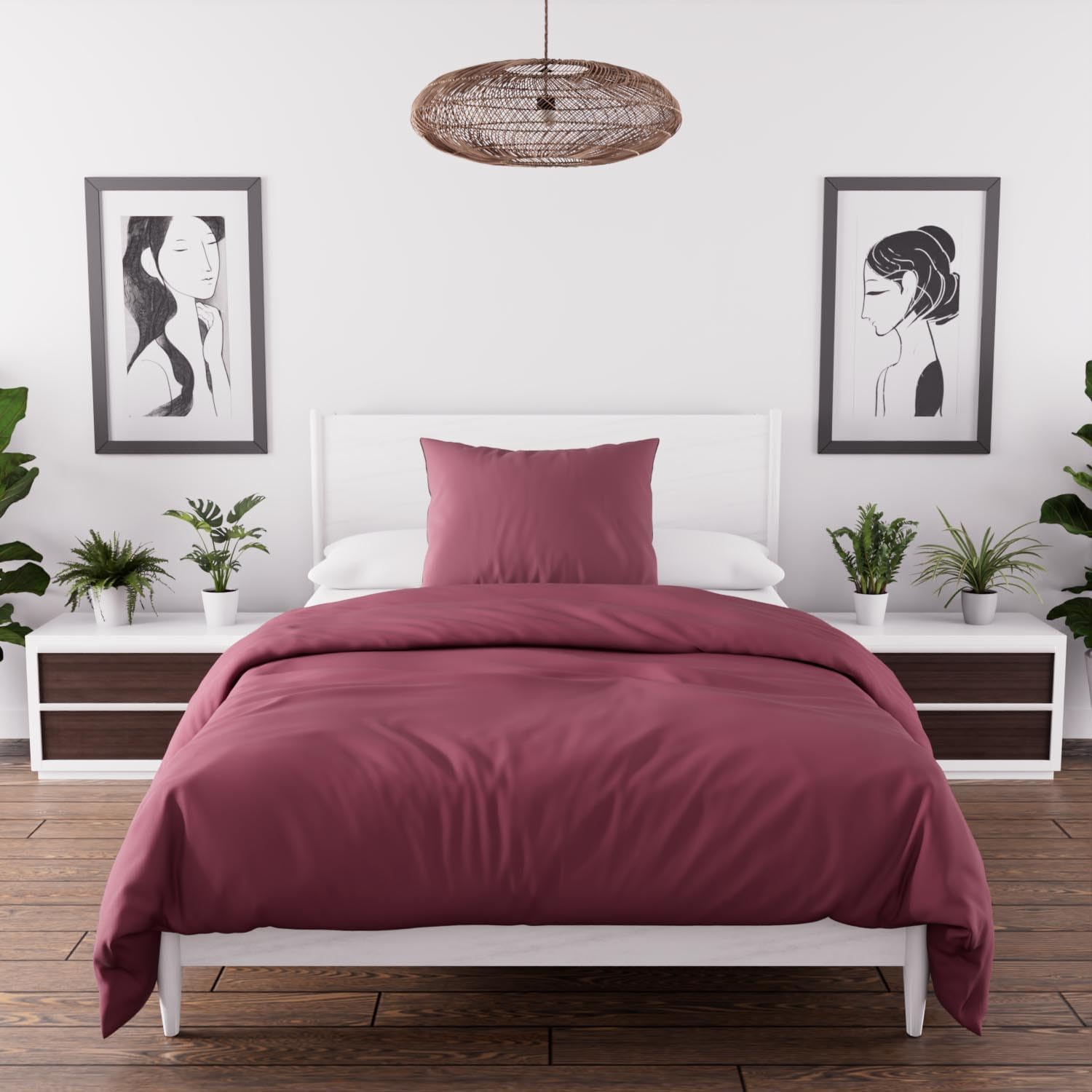 Detalle de Intemporel Parure housse de couette en microfibre lavée Boheme Vieux Rose 240x220 cm (Soleil d’Ocre)