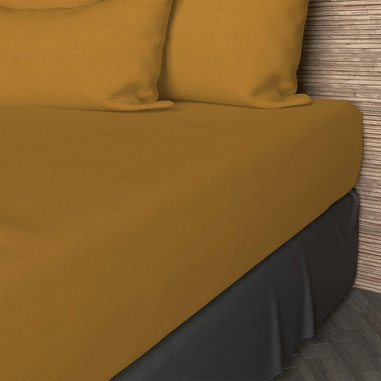 Detalle de Soleil d’ocre Soleil d'ocre – Drap housse TPR en coton 57 fils, 2x80x200 cm, UNI noir
