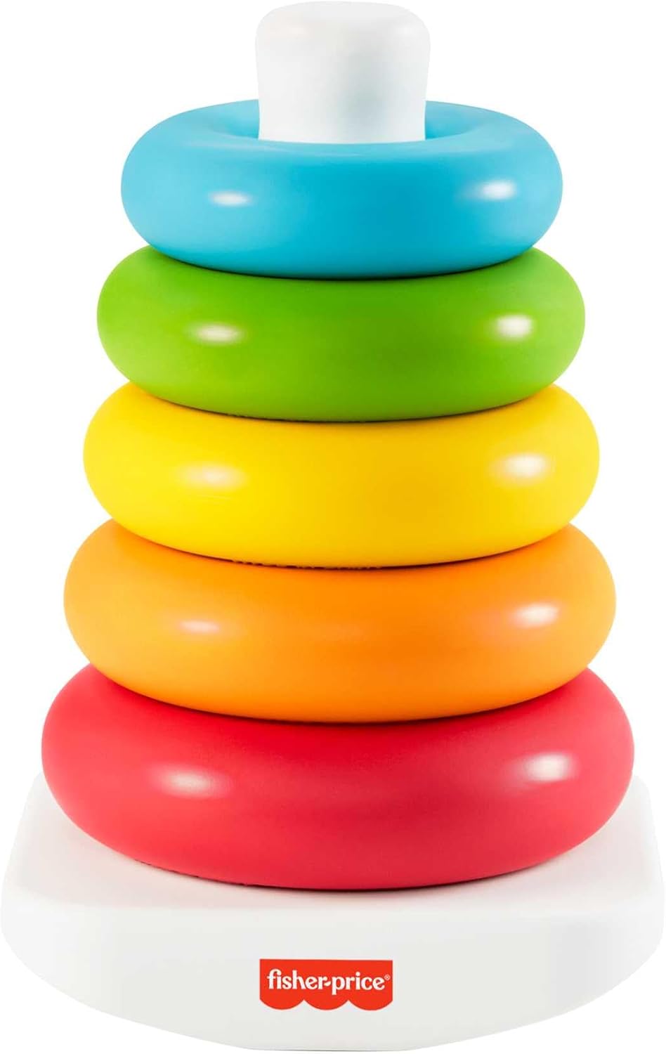 Detalle de Fisher-Price HPY92 Jouet culbuto à empiler pyramide arc-en-ciel avec 5 anneaux colorés