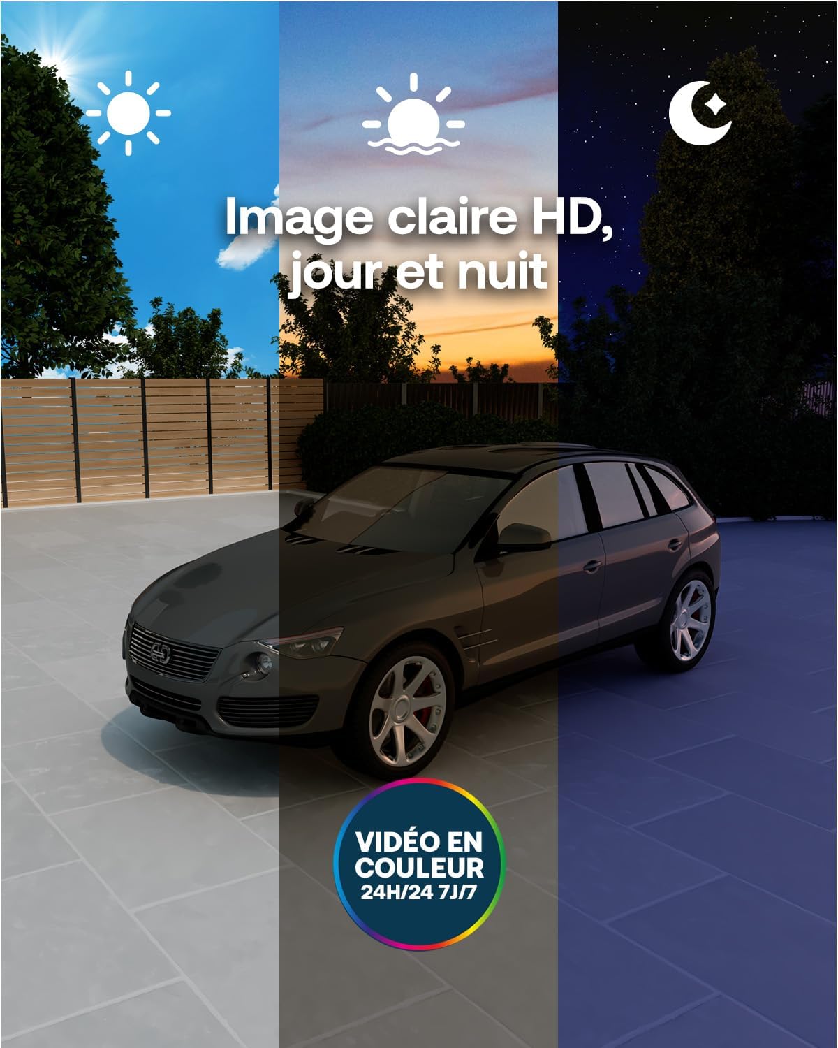Detalle de Arlo Essential 3 FHD PTZ 360° — caméra WiFi extérieure avec détection IA, vision nocturne couleur et projecteur