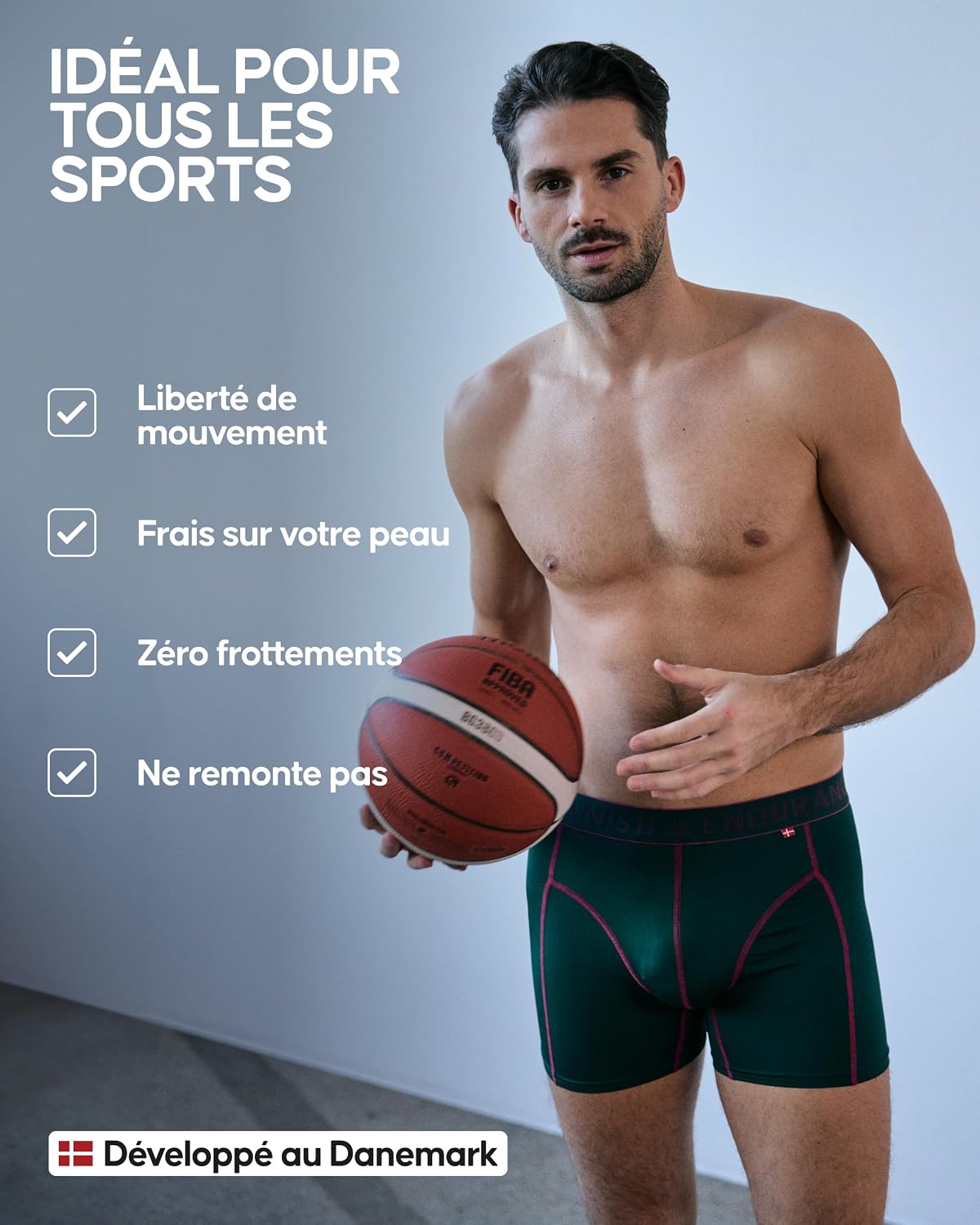 Detalle de DANISH ENDURANCE Lot de 3 boxers de course anti-frottements pour homme (pernera normale ou longue)