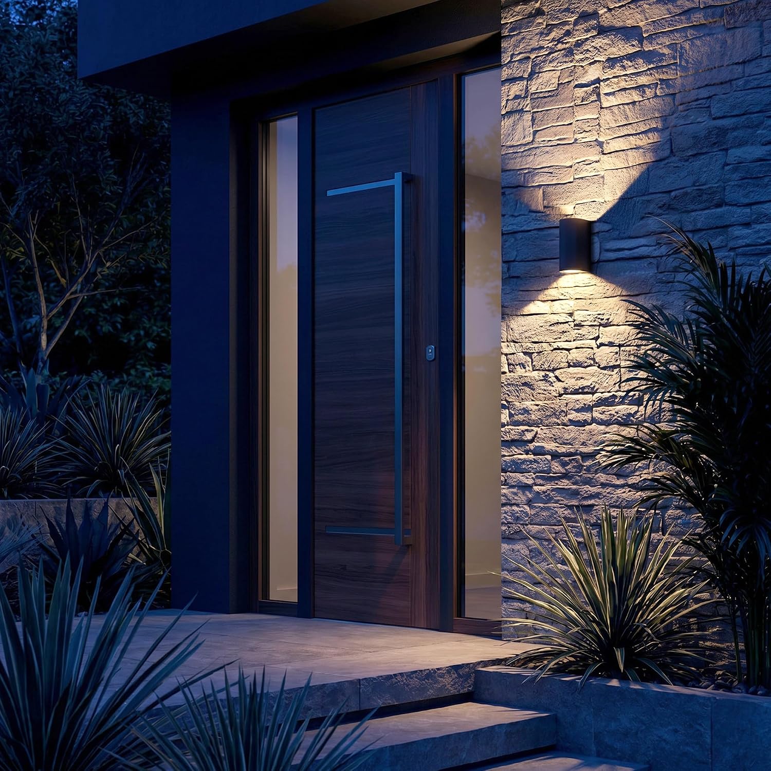 Detalle de B.K.Licht Applique murale LED extérieur/ intérieur – 2 spots GU10, IP44, 2x5W, 800 lm, 3000 K