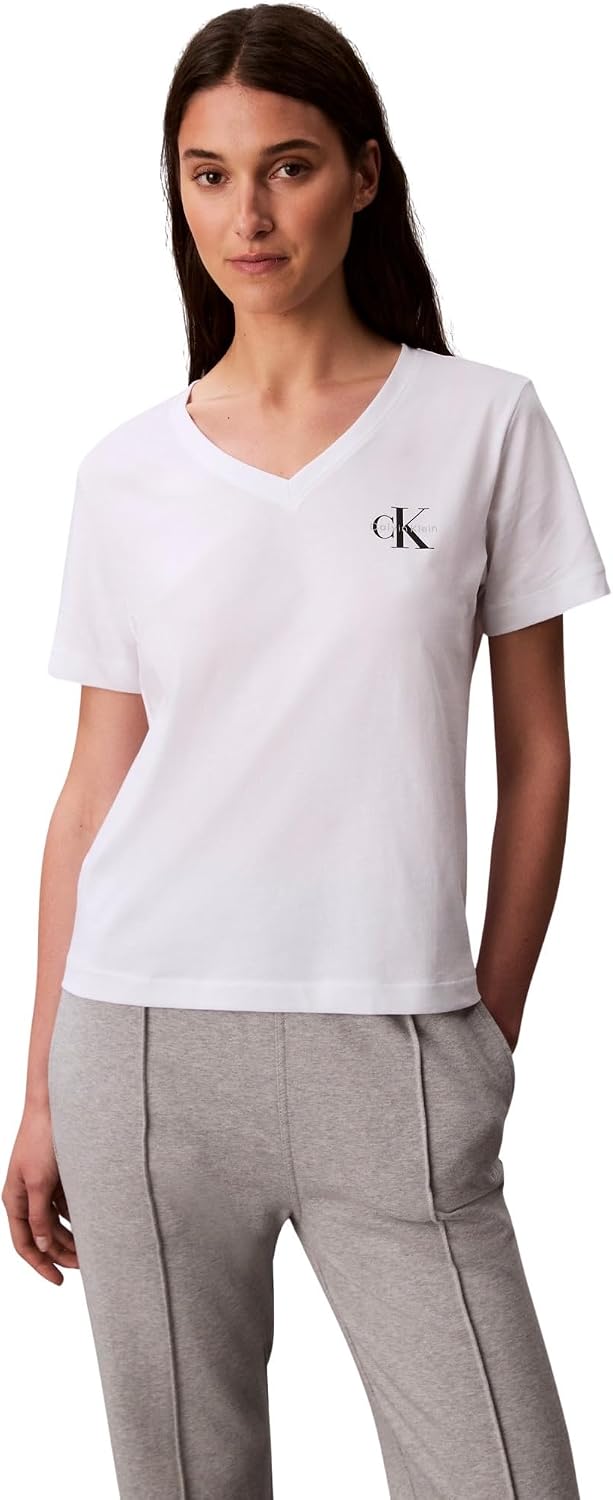 Detalle de Calvin Klein T-Shirts Manches Courtes Lot de 2 – Logo Col en V