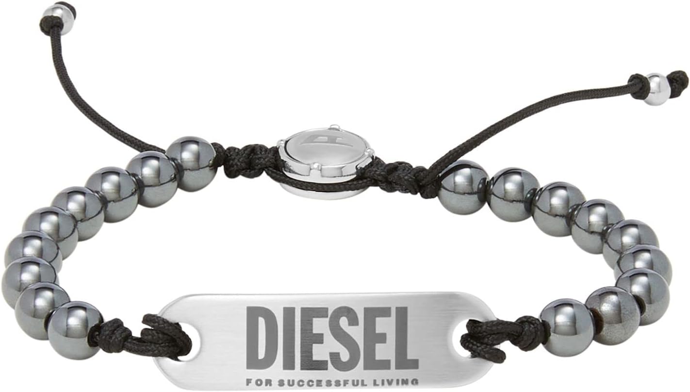 Detalle de Diesel Homme – Bracelet en perles semi-précieuses avec fermoir à glissière