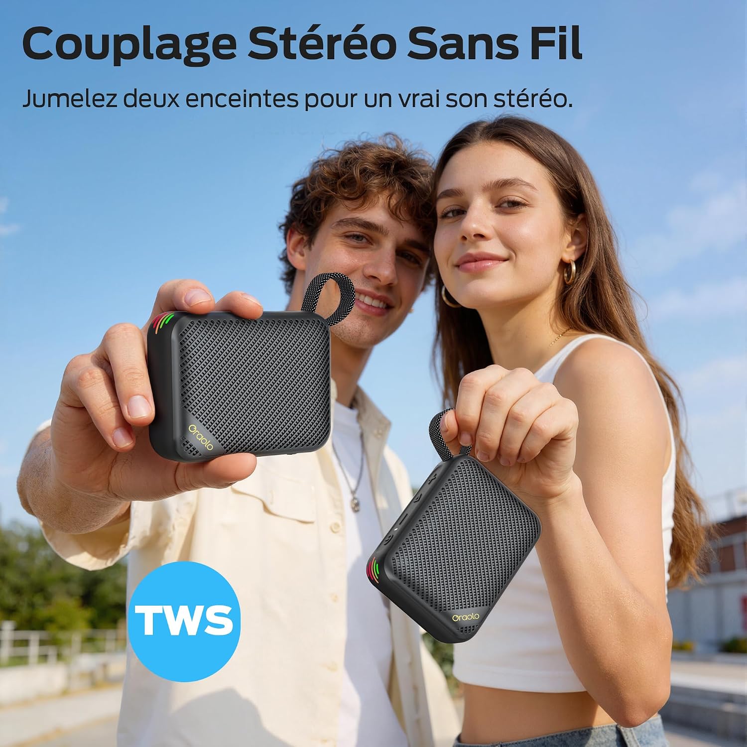 Detalle de Oraolo Enceinte Bluetooth Portable: son puissant, étanche et prête pour l’extérieur