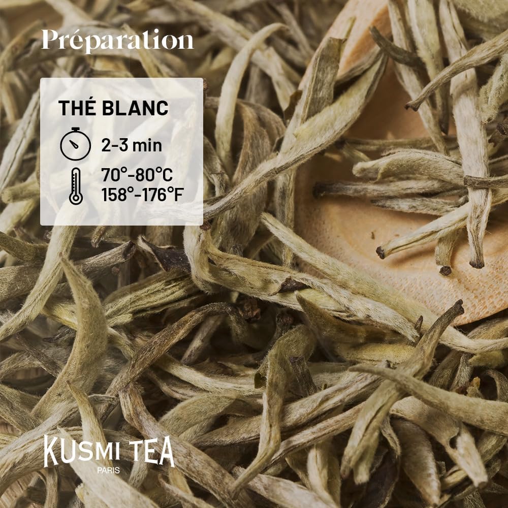 Detalle de Kusmi Tea White Berries Bio – Thé blanc aux fruits des bois en boîte métal (90 g)