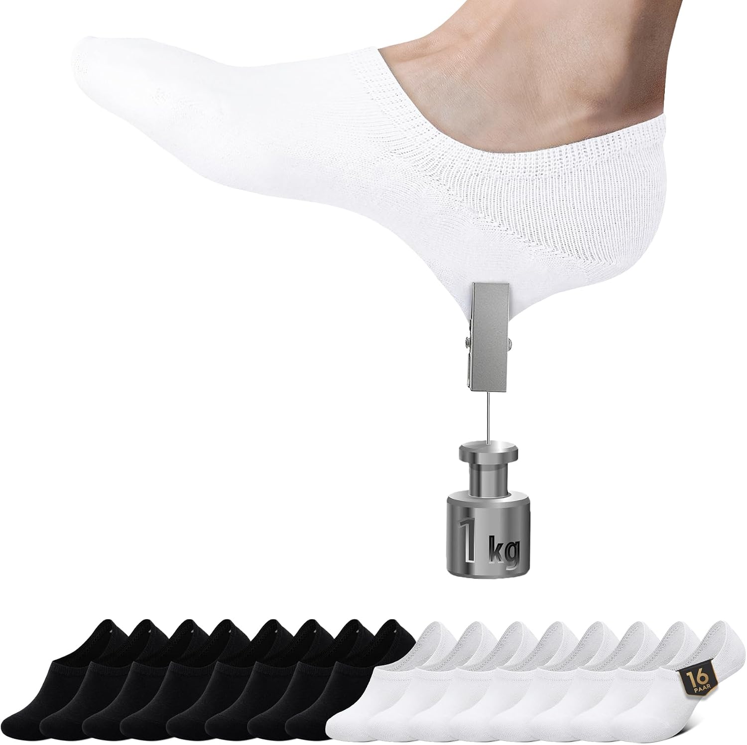 Detalle de Falechay Chaussettes Basses Femme Homme – 8 Paires invisibles en coton, antidérapantes