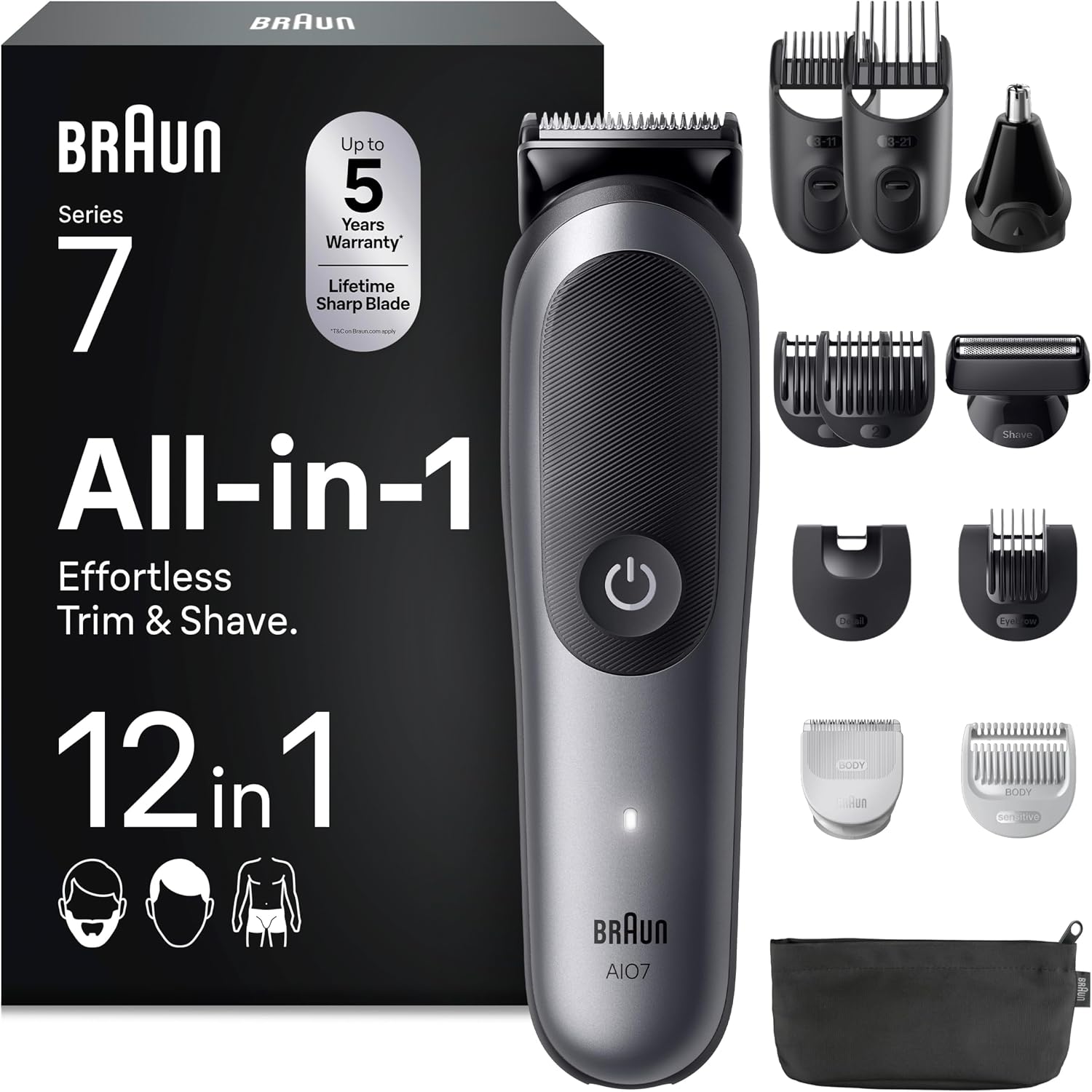 Detalle de Braun AIO7545 Series 7 tondeuse 12-en-1, 120 min