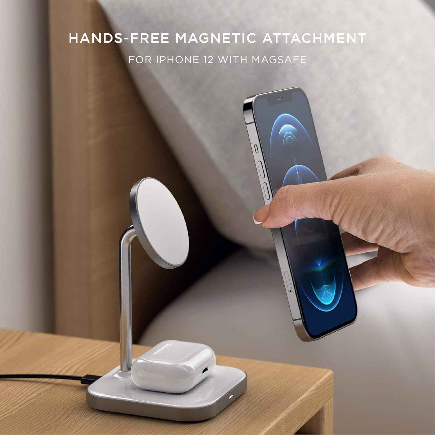 Detalle de SATECHI Station de charge induction 2 en 1 magnétique pliable pour iPhone (MagSafe) et AirPods