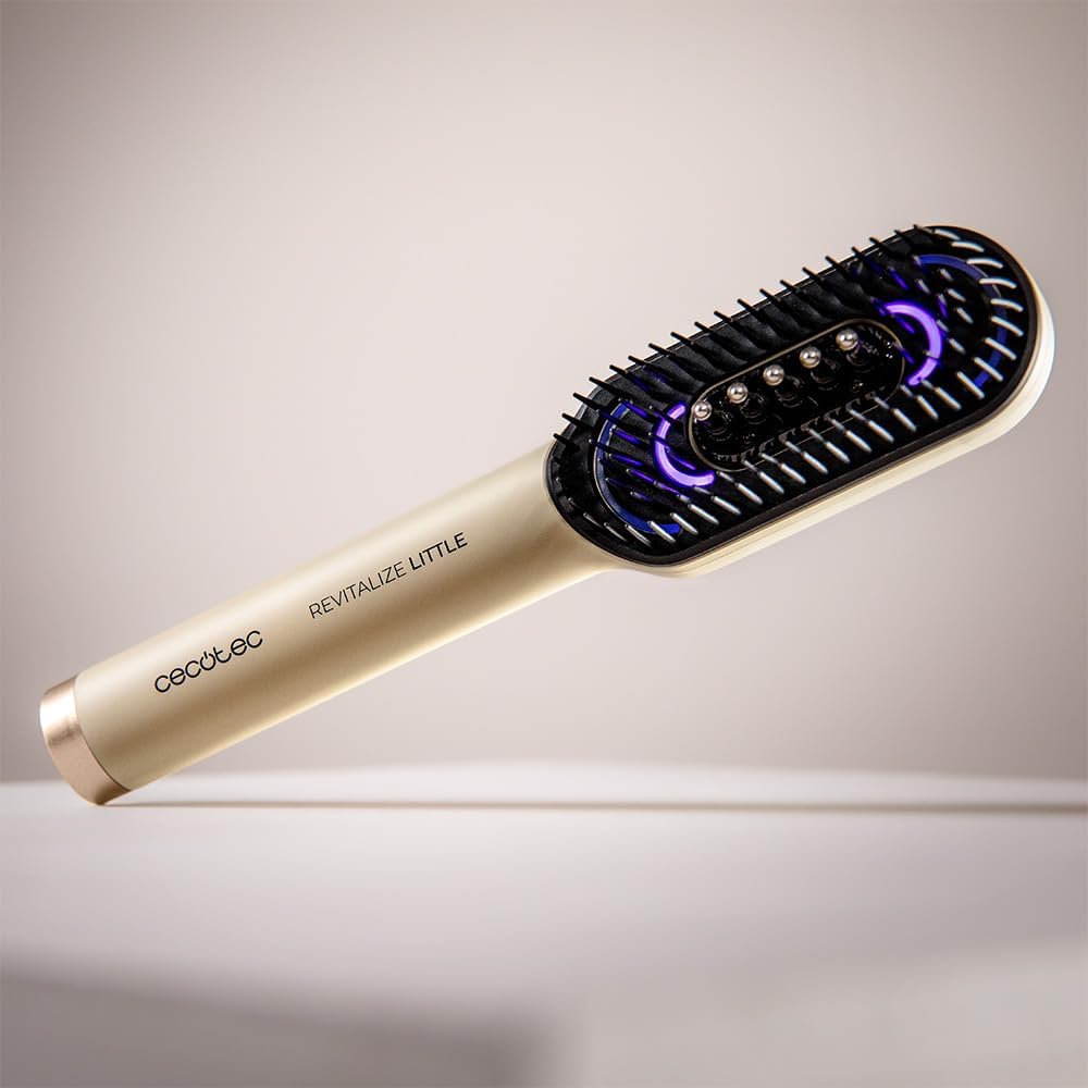 Detalle de Cecotec HairCare Revitalize Little : brosse réparatrice aux 4 lumières LED, applicateur de sérum et massage vibratoire