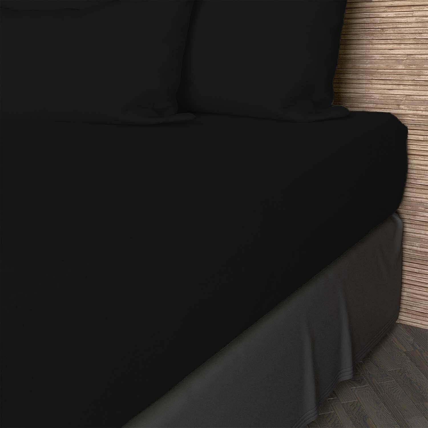 Detalle 2 de Soleil d’ocre Soleil d'ocre – Drap housse TPR en coton 57 fils, 2x80x200 cm, UNI noir
