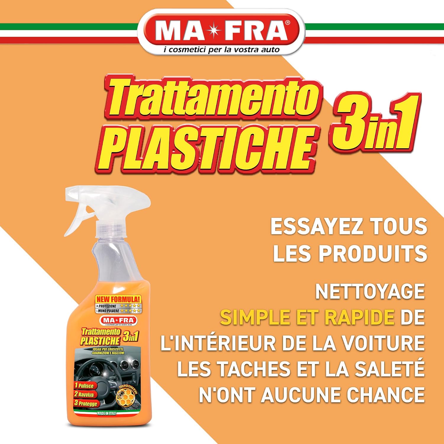 Detalle de Ma-fra Traitement plastique 3 en 1 500 ml – Nettoie, ravive et protège l’intérieur de votre véhicule
