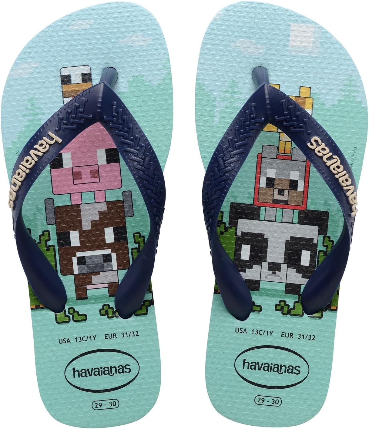 Detalle de Havaianas Minecraft (Mini Me) – Tongs enfant en bleu lavande, antidérapantes