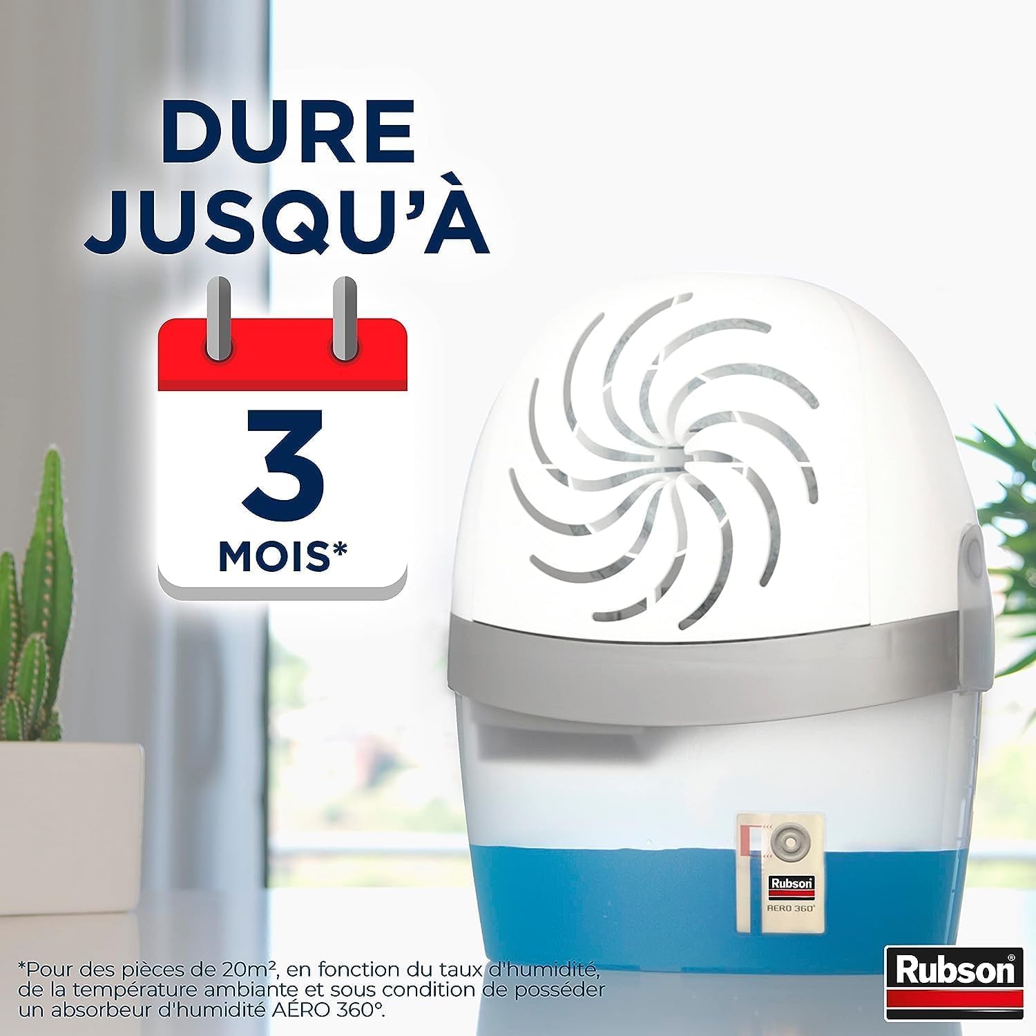 Detalle de Rubson AERO 360° Pure Tab – Recharge absorbeur d’humidité anti-odeur (6 x 450 g)