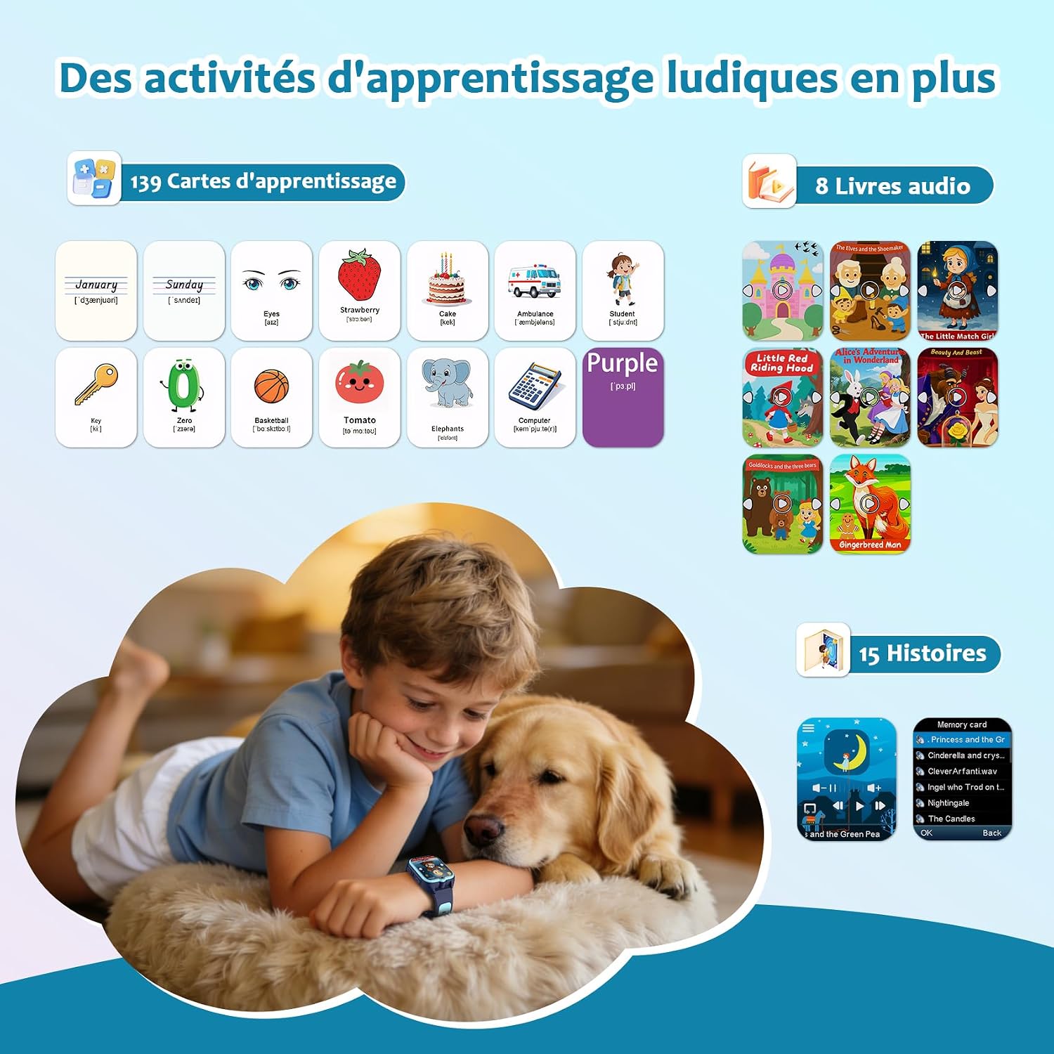Detalle 2 de Blackview Montre Connectée Enfant 4-12 ans : écran tactile, caméra et suivi d’habitudes sans téléphone