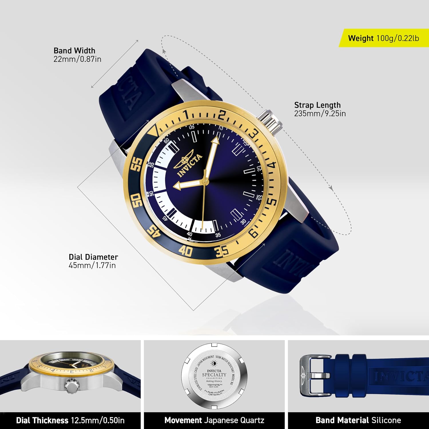 Detalle de Invicta Specialty Montre Homme Mouvement Quartz – Acier inoxydable, 45 mm
