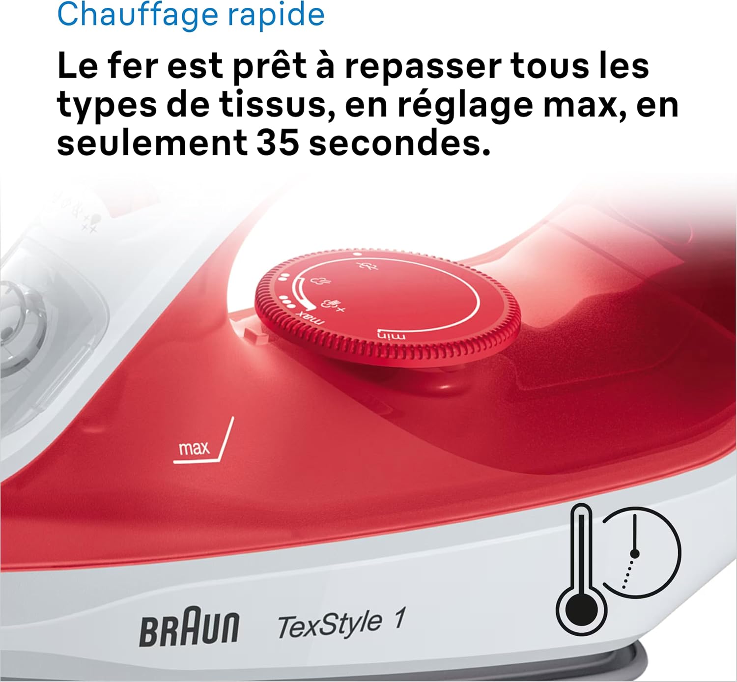 Detalle de Braun TexStyle 1 – Fer à Repasser Vapeur Puissant et Léger (1900 W) avec Semelle Antiadhésive
