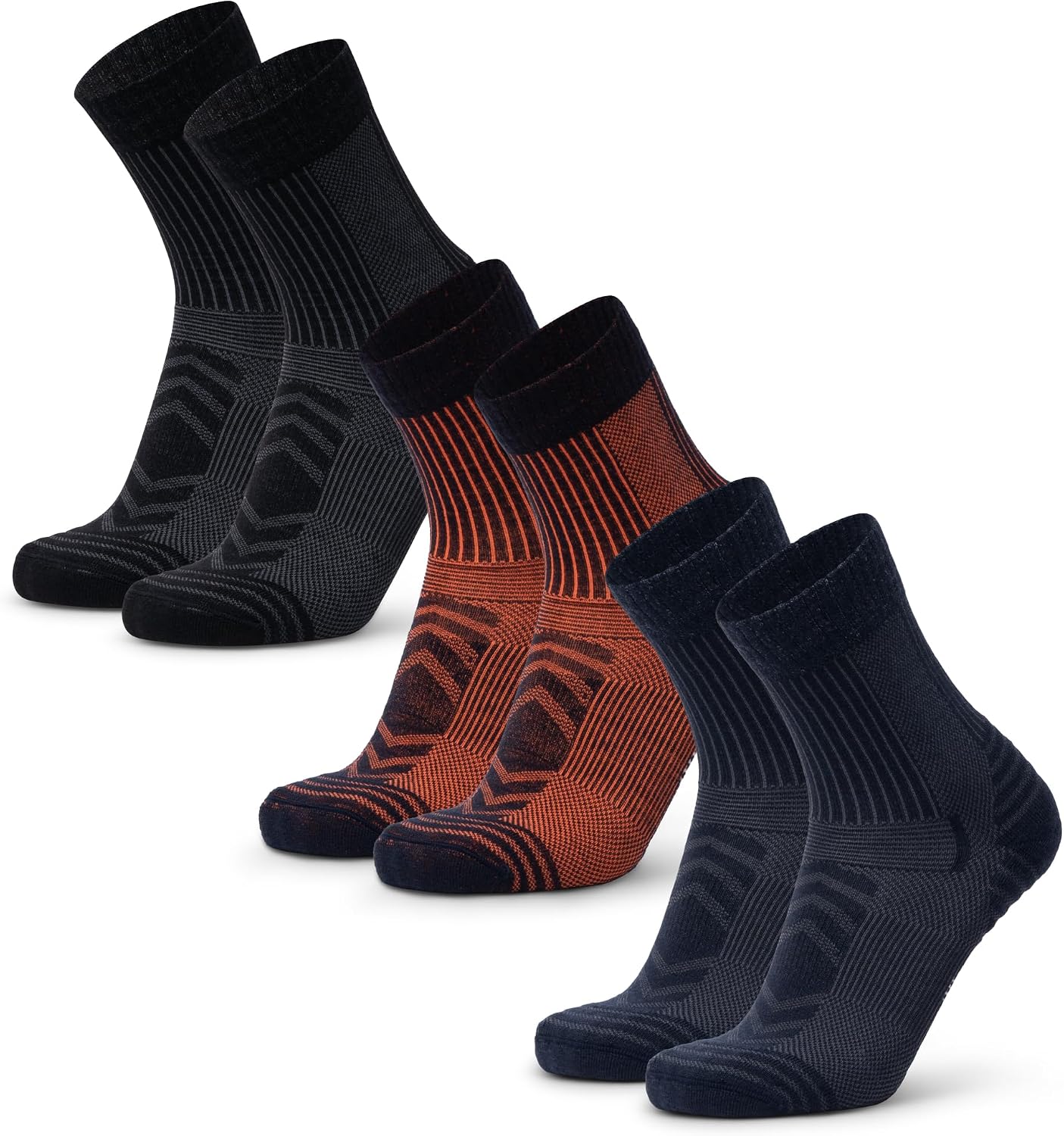Detalle de DANISH ENDURANCE Chaussettes de randonnée en laine mérinos avec rembourrage léger — 3 & 5 paires (unisex)