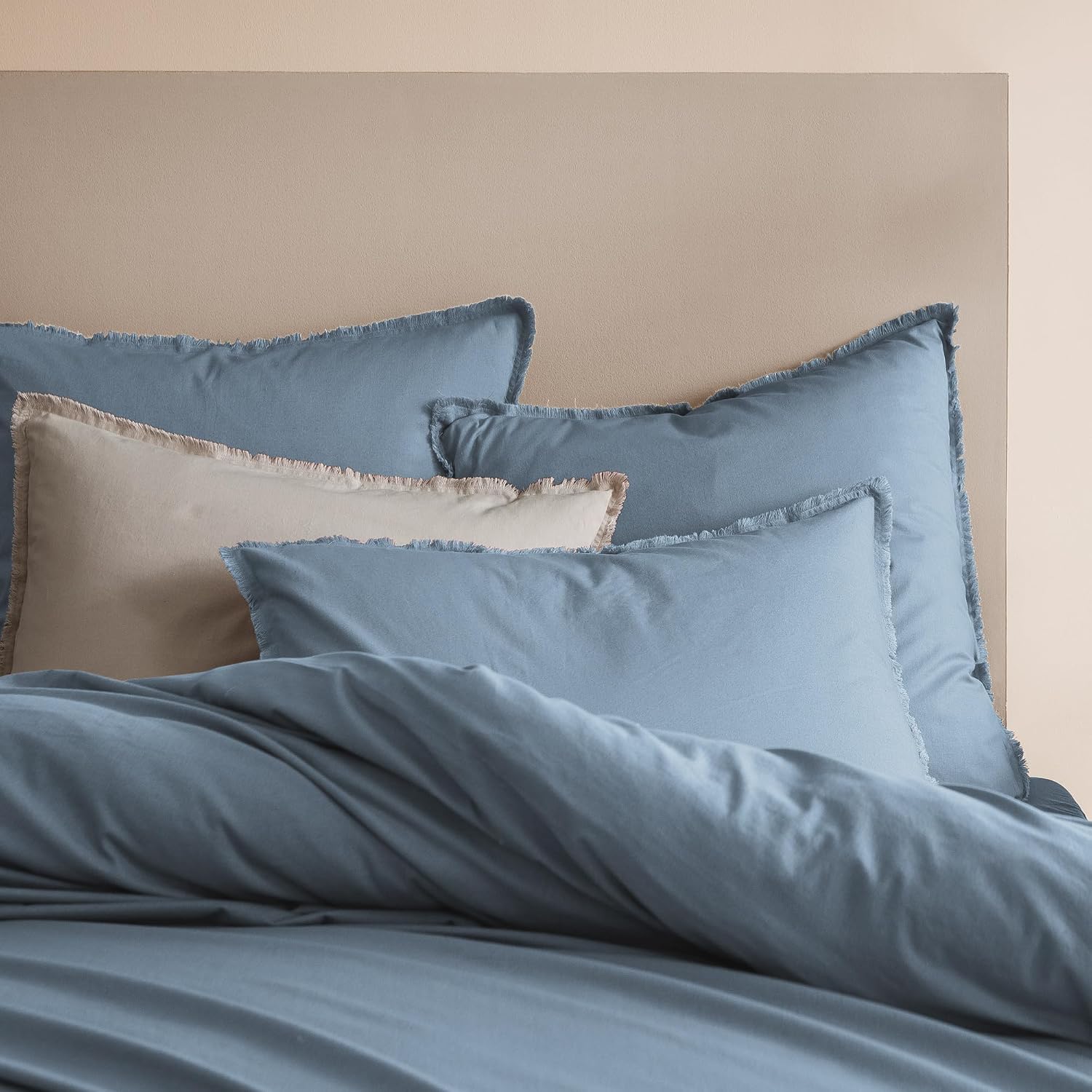 Detalle 2 de MATT & ROSE Housse de Couette 200x200 cm en coton lavé Bleu Orage – 1 ou 2 personnes