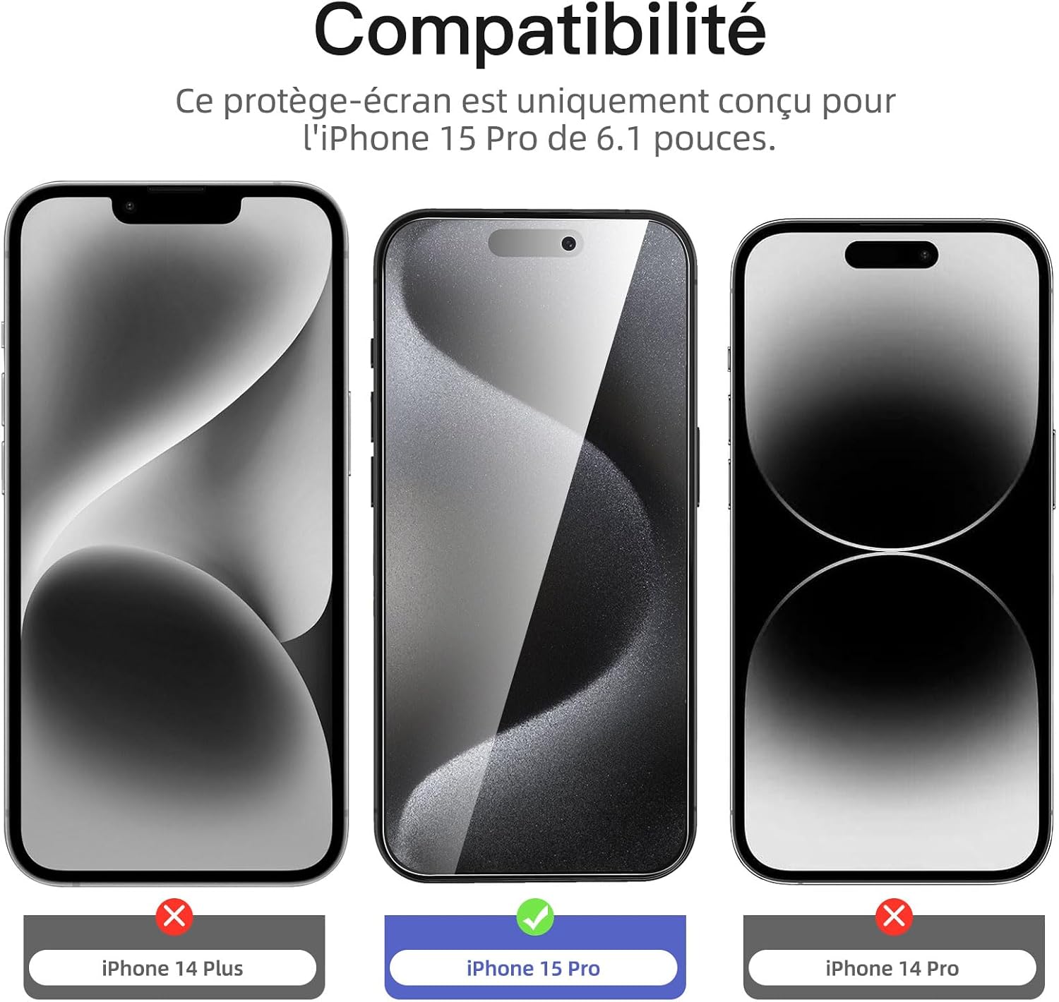 Detalle 2 de NEW'C iPhone 15 Pro Verre trempé 6,1"