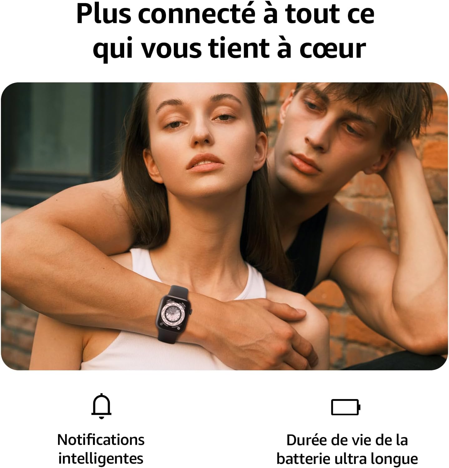 Detalle de AcclaFit Montre Connectée – Écran 1,85" HD, 140+ modes, appels Bluetooth et suivi santé (IP68)