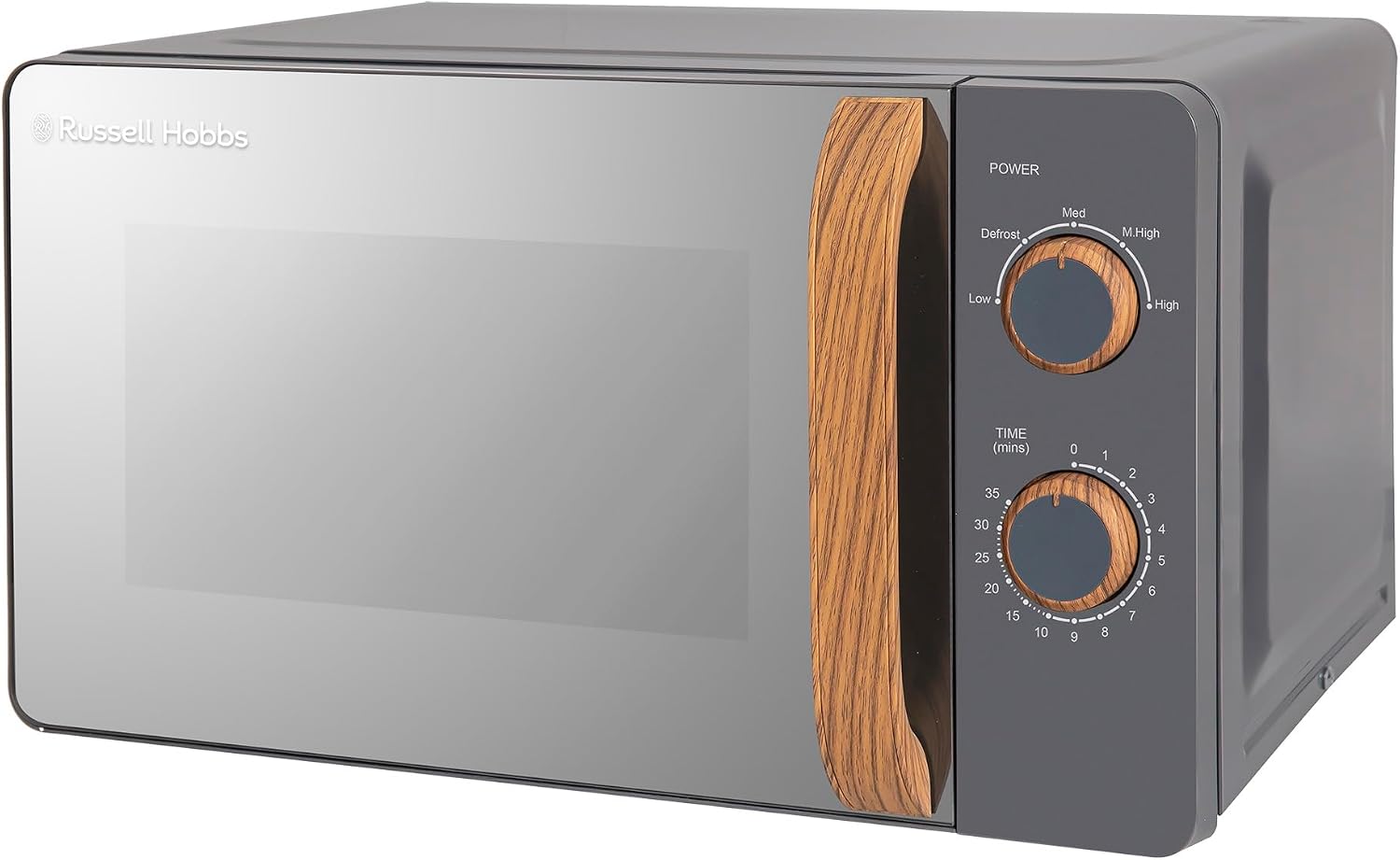 Detalle de Russell Hobbs RHMM713G Micro-ondes compact 700 W – style scandinave et finition bois