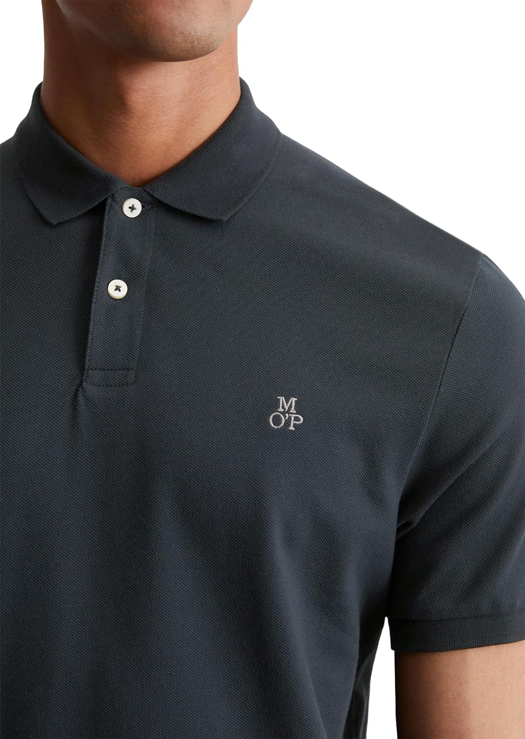 Detalle de Marc O’Polo polo manches courtes en coton biologique Regular Fit, Bleu Dark Navy (L)
