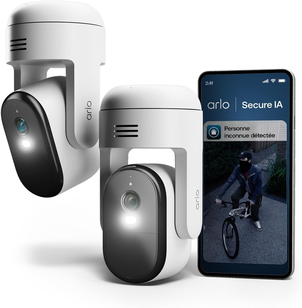 Detalle de Arlo Essential 3 FHD PTZ 360° — caméra WiFi extérieure avec détection IA, vision nocturne couleur et projecteur