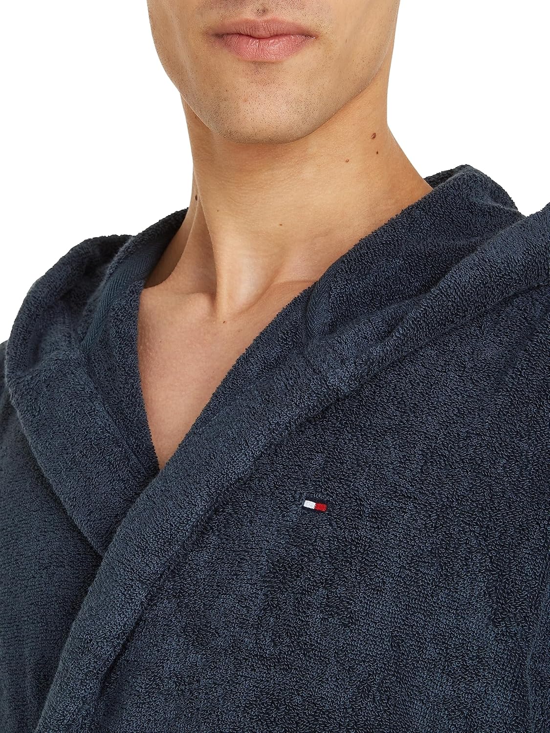 Detalle de Tommy Hilfiger Peignoir de Bain Homme Col Tissu Éponge — douceur et élégance intemporelle