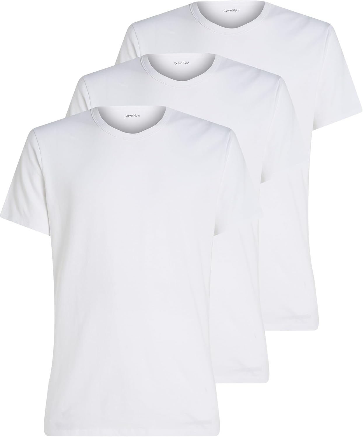 Detalle de Calvin Klein T-Shirt Manches Courtes Lot de 3 Homme – Coupe normale et logo discret