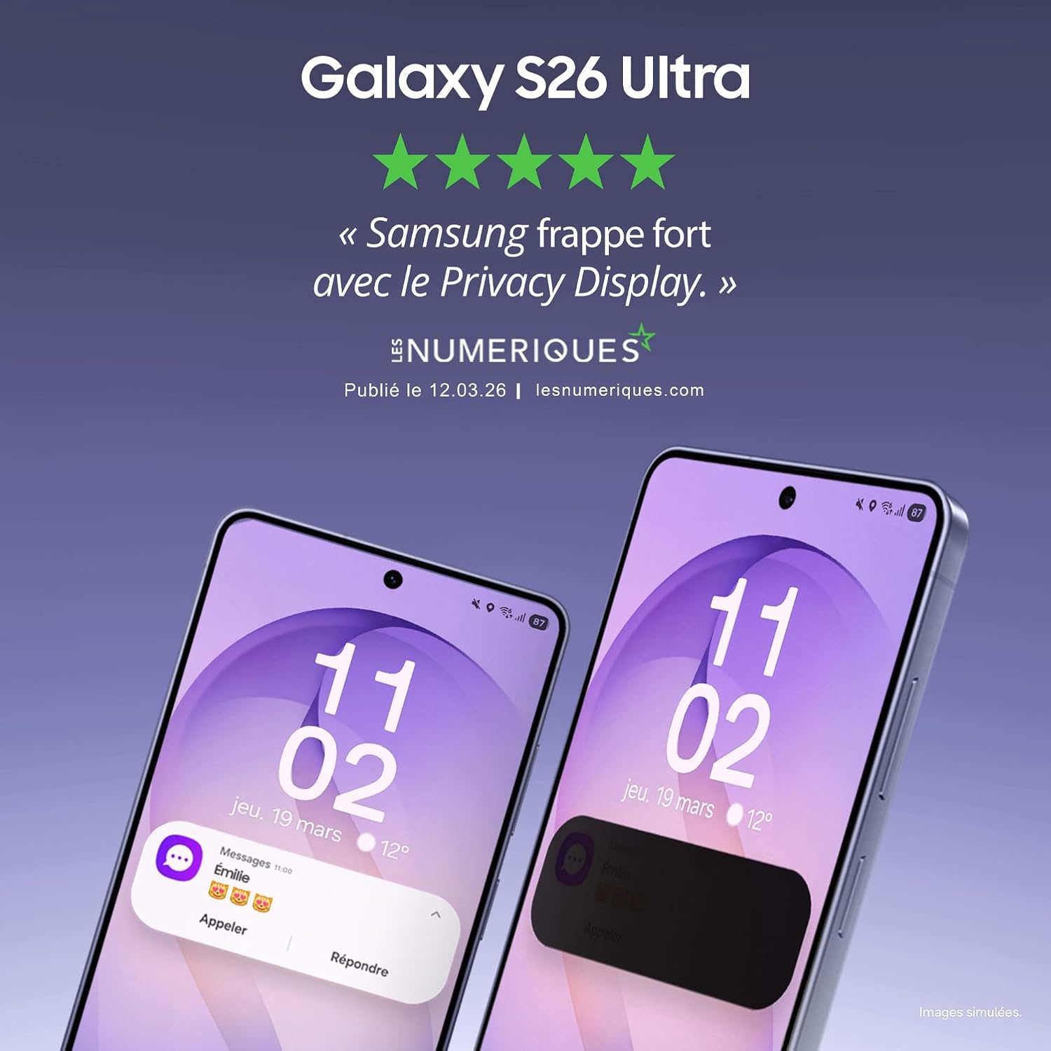 Detalle de Samsung Galaxy S26 Ultra — Smartphone Android 5G, 512 Go, Noir, chargeur 25W inclus
