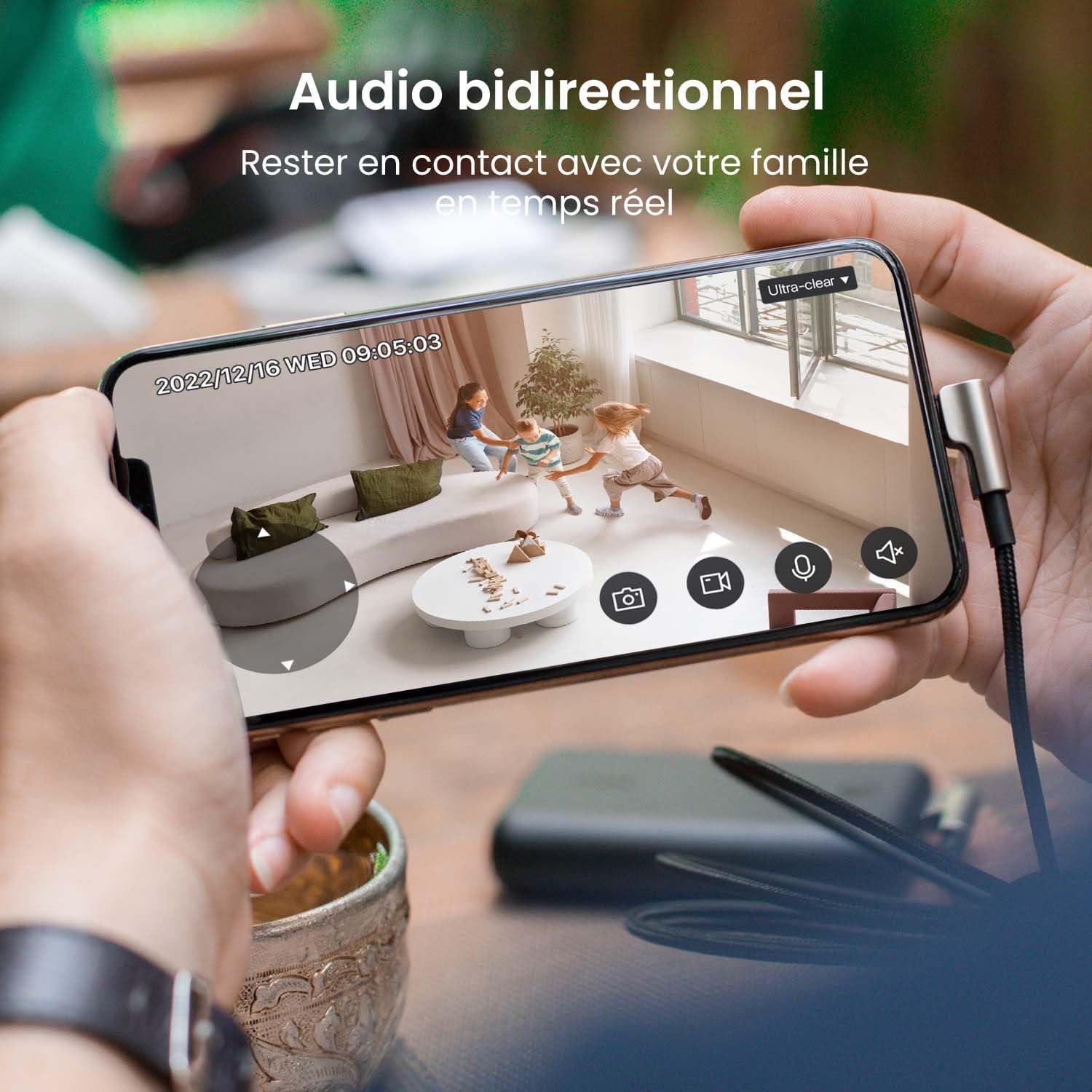 Detalle de Tenda CP6 WiFi intérieure 2K (3MP) dôme motorisé 360° avec vision nocturne, détection de mouvement et audio bidirectionnel