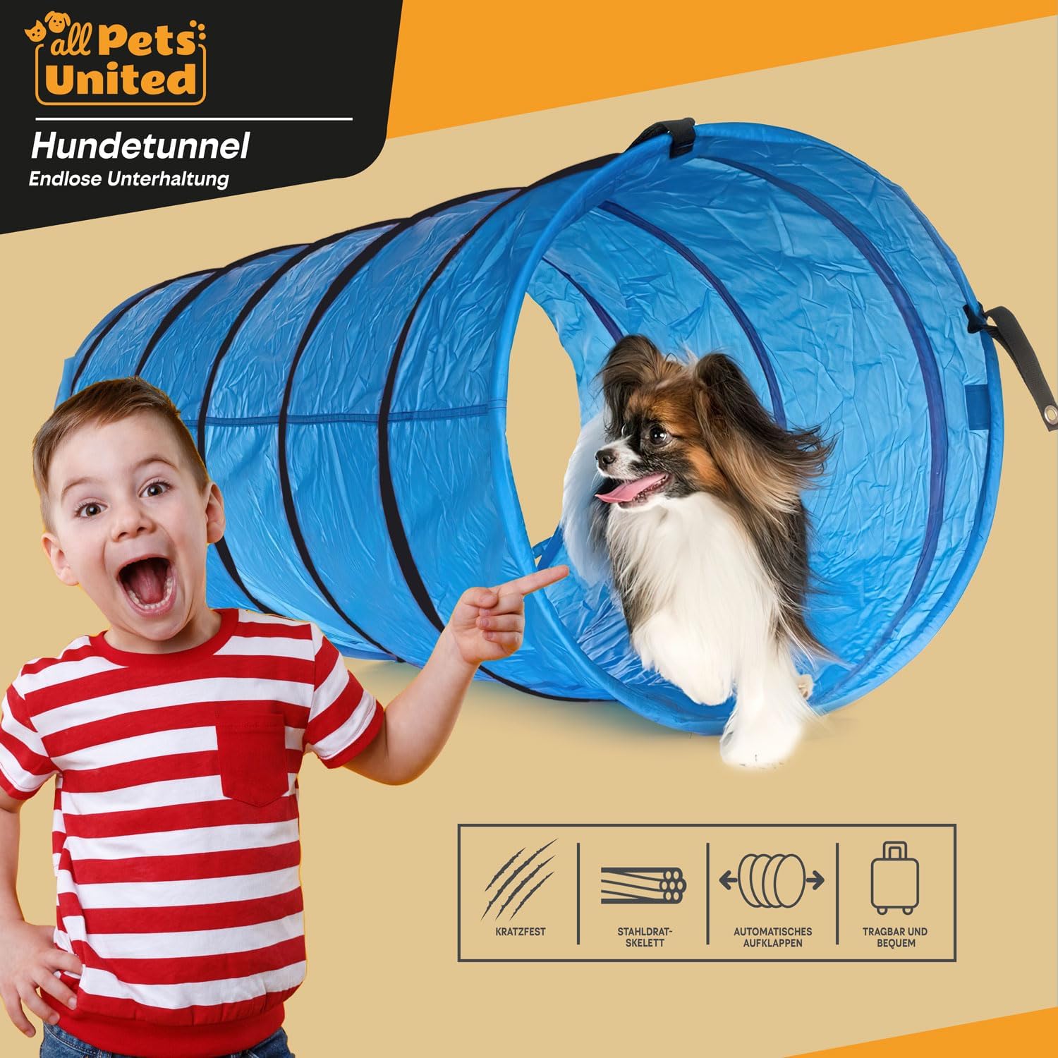 Detalle de GOODS+GADGETS Tunnel d’agilité pour chien (200 cm) avec patères et sac de transport